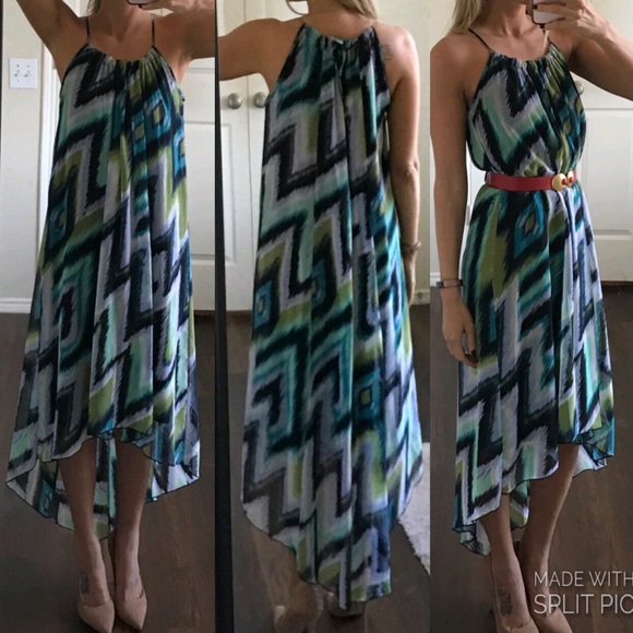 Cynthia Rowley Dresses & Skirts - Cynthia Rowley blue green black chiffon dress